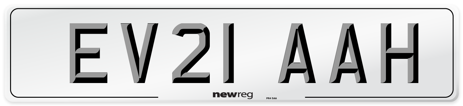 EV21 AAH Number Plate from New Reg